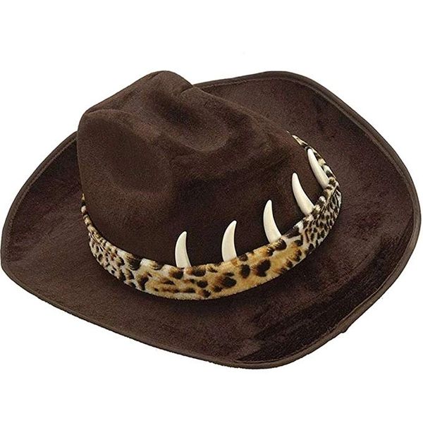 Deluxe Brown Crocodile Dundee, Cowboy Hat with Teeth - Halloween Sale