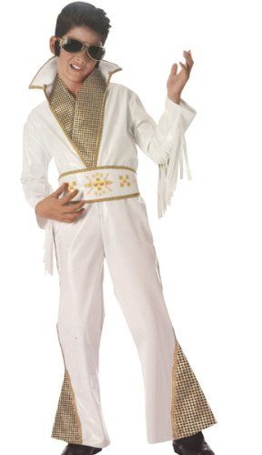 Rock Star Elvis Costume, White, Boys Large - Halloween Sale - under $20