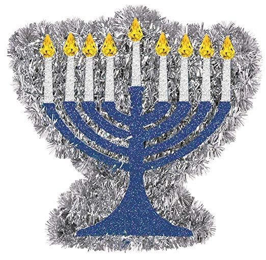 *Hanukkah Tinsel Menorah Decoration, 5in - 2 pcs