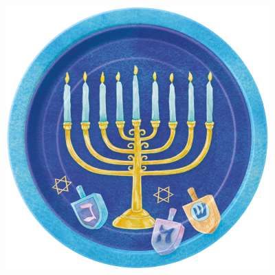 BOGO SALE - Hanukkah Menorah Cake Plates, 7in - Chanukah Holiday Sale