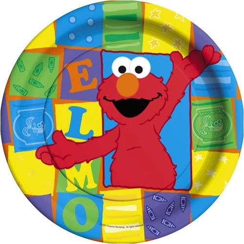 Rare Sesame Street Elmo Loves You Birthday Party Luncheon Plates, 9in, 8ct- 2006 - Licensed