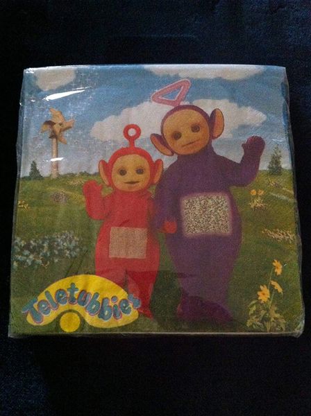 Rare - BOGO SALE - Vintage Teletubbies Birthday Luncheon Napkin, 1997 - Party Sale