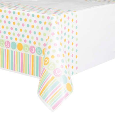 *Pastel Dots Baby Shower Table Cover, 54x84in