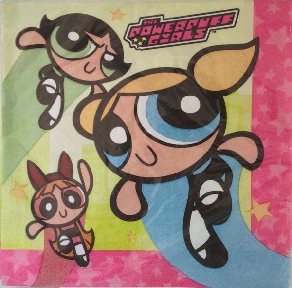 Rare - BOGO SALE - Vintage PowerPuff Girls Birthday Party Luncheon Napkins - Licensed - 1998