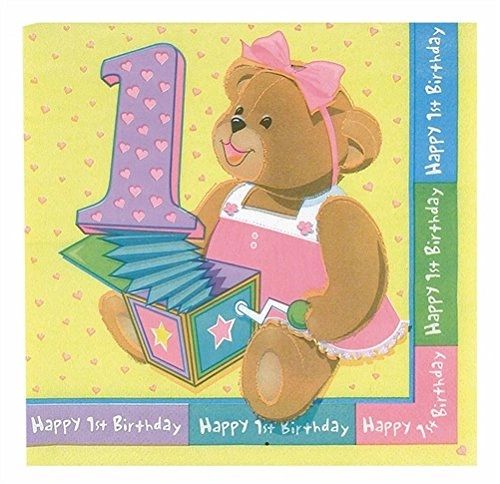 BOGO SALE - Girls1st Birthday Pink Teddy Bear Luncheon Napkins - First Birthday
