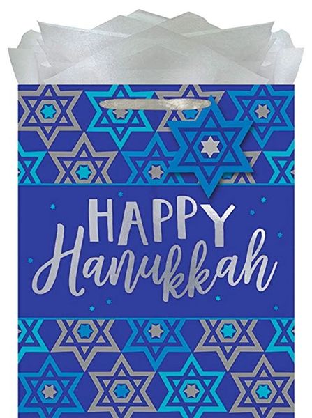 BOGO SALE - Happy Hanukkah Gift Bag, 12in - Chanukah Holiday Sale