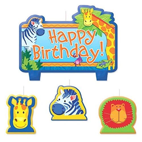 Jungle Safari Birthday Candle Cake Topper Set - 4pcs