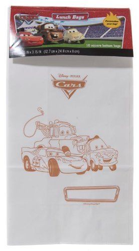 Rare Disney Pixar Cars Color Your Own Treat Paper Birthday Party Favor Loot Bags, 10ct - Craft
