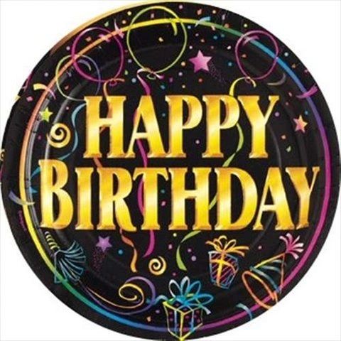 *Birthday Brilliance Black Party Cake Plates, 8ct, 9oz