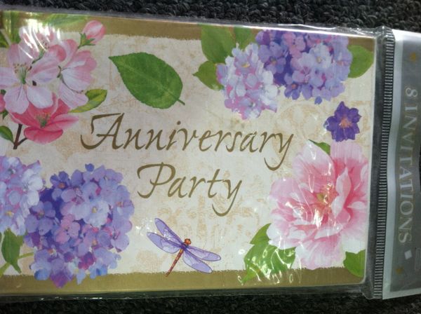 BOGO SALE - Gold Floral Garden Party Anniversary Invitations, 8ct - Packaged