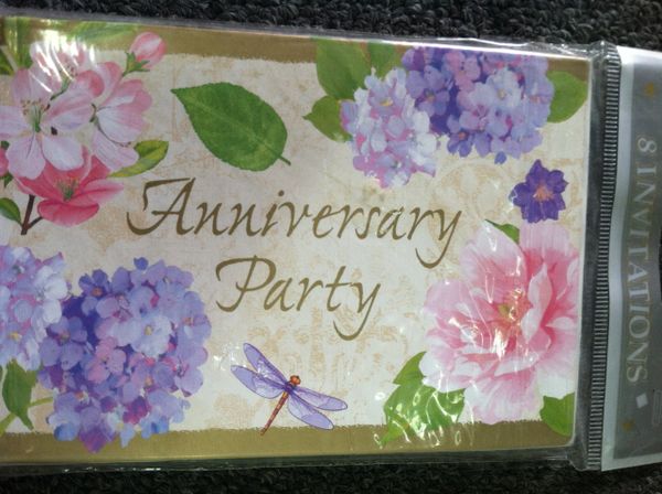 *Gold Floral Garden Party Anniversary Packaged Invitations, 8ct