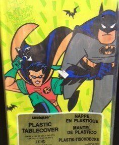 Rare Vintage Batman & Robin Carnival Capers Birthday Party Table Cover, 54x84in, 1997