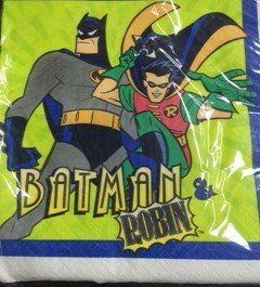 Rare Vintage Batman & Robin Carnival Capers Birthday Party Luncheon Napkins, 16ct, 1997