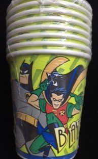 BOGO SALE - Vintage Batman & Robin Carnival Capers Birthday Party Cups, 8ct, 7oz, 1997