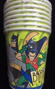 *Rare Vintage Batman & Robin Carnival Capers Birthday Party Cups, 7oz, 1997