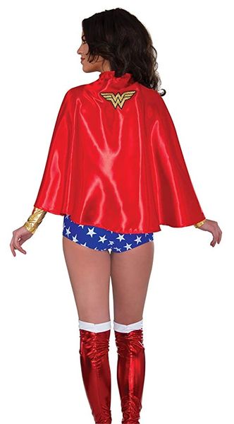 *Short Red Wonder Woman Cape Costume Accessory, Women's- Halloween