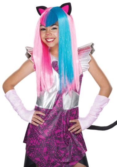 *Monster High Boo York Catty Noir Wig, Girls - Pink/Blue Hair - Halloween