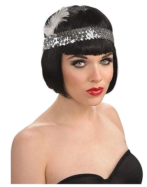 20s Sequined Flapper Headpiece Accessory with Feather - under $20