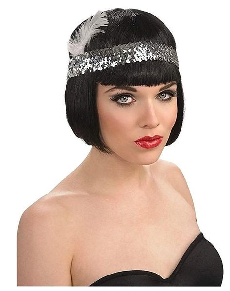 *Roaring 20s Sequined Flapper Headpiece with Feather - Halloween