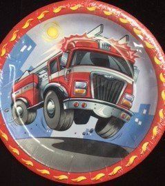 BOGO SALE - Fast Fire Engine, Firefighter, Fire Truck Party Cake Plates, 7in - 12ct