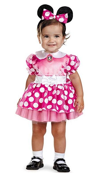 Pink Minnie Mouse Clubhouse Costume Dress, White Dots, Infant Girl 12-18 months - After Halloween Sale - under $20