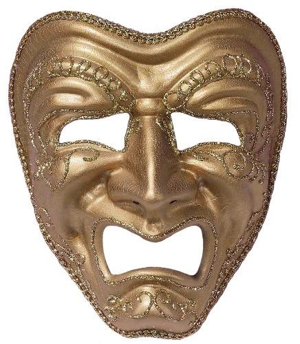 Gold Tragedy Mask - Theater - Purim - Halloween Spirit