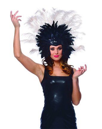 *Vegas Showgirl Costume Headpiece - Black/Pink - Halloween Sale