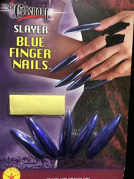 *Long Metallic Blue Nails - Halloween