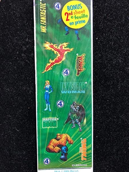 *Marvel Mr. Fantastic Stickers - Mr. Fantastic, Invisible Woman, Torch, Doctor Doom, The Thing