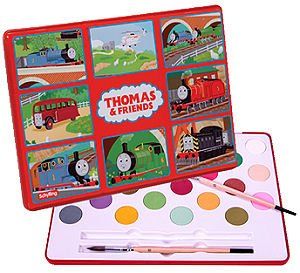 Thomas the Train, Tank Engine Tin, 24 Watercolor Paint Set with 2 Brushes, By Schylling -Arts & Crafts