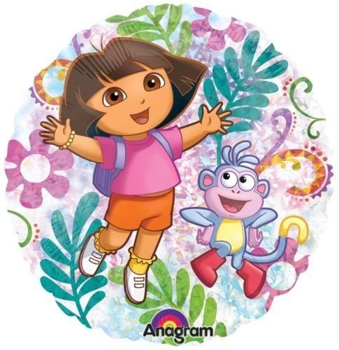 (#C9) Dora the Explorer and Boots Balloons,18in - Clear - Leaves & Flowers