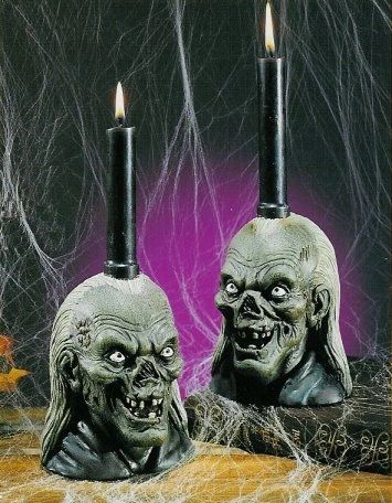 *Vintage Tales from the Crypt Cryptkeeper Candle Holders, 2pcs in Box - Halloween Novelty - 1999