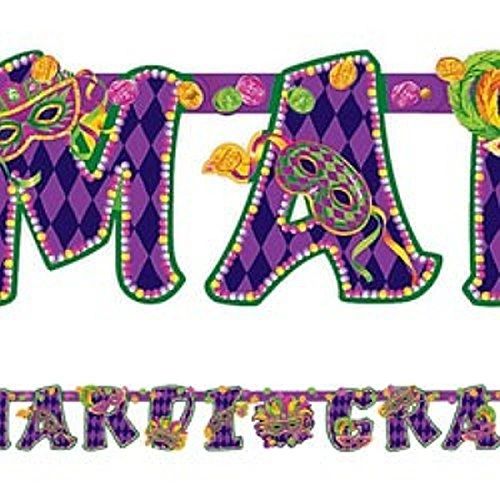 Masquerade Mardi Gras Party Banner Decoration, 5.5ft