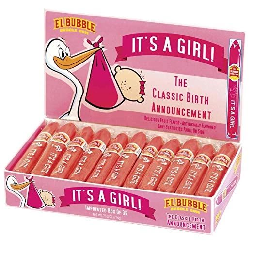 *Dubble Bubble It's A Girl, Pink Bubble Gum Cigars, 36ct