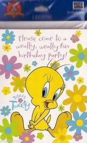 *Vintage Looney Tunes Totally Tweety Birthday Invitations, 8ct - 1997