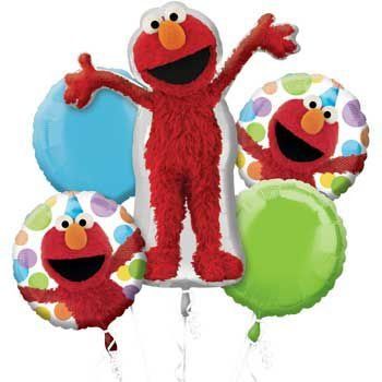 Sesame Street Elmo Birthday Party Foil Balloon Bouquet - 5pcs