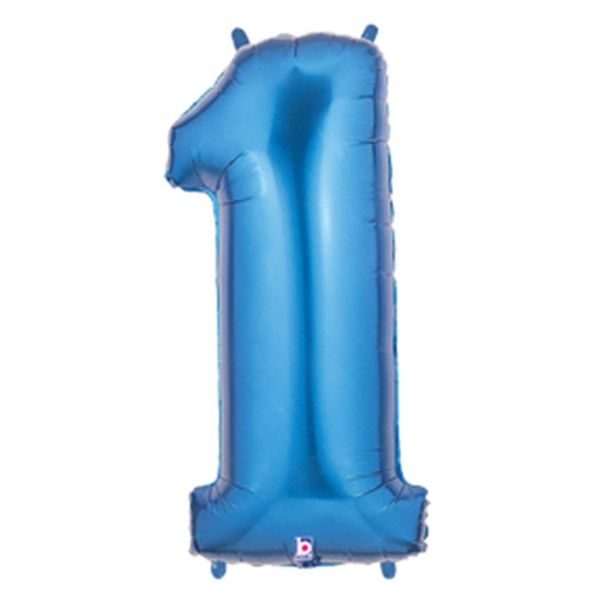 Blue #1 Shape Foil Number Megaloon Balloon, 40in
