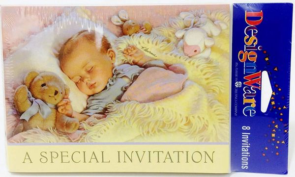 BOGO SALE - Baby Shower Invitations and Thank You Cards, 8ct - Lullaby & Goodnight- Christening - Baptism