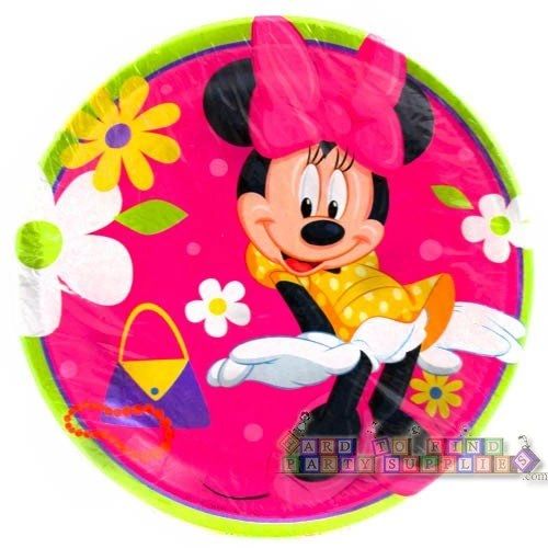Rare Disney Brite Fun Minnie Mouse Birthday Party Luncheon Plates, 9in - 8ct - Discontinued