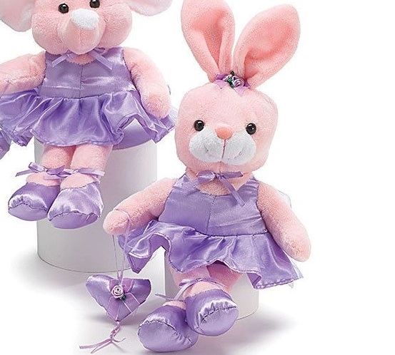 *Pink Ballerina Bunny Plush in Lavender Tutu with Bracelet, 9in - Mom Gifts - Easter
