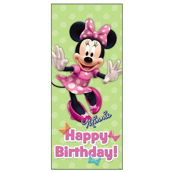 Disney Minnie Mouse Happy Birthday Party Door Poster, Wall Decoration, Indoor/Outdoor - 27x60in