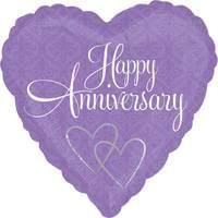 (#5) Happy Anniversary Heart Shape Foil Balloon, 18in - Lavender