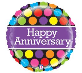 *Happy Anniversary Rainbow Dots Foil Balloons, 21in