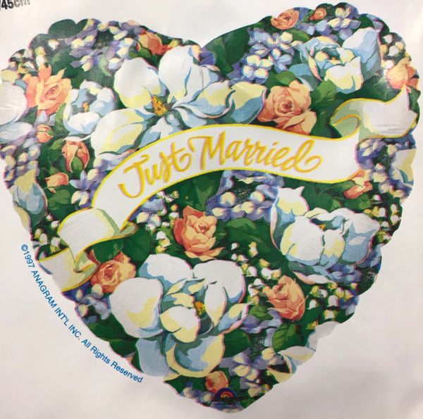 Just Married Balloon - Floral Heart Shape, 18in - Wedding Balloons - Flowers