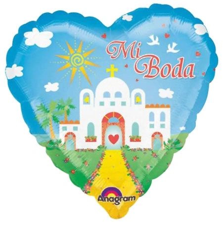 (#3) Mi Boda, Just Married Balloon, 18in - Church - Heart Shape Foil Balloon - In Spanish - Wedding Balloons