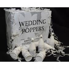 *Wedding Champagne Bottle Confetti Poppers Box, White - 72pcs