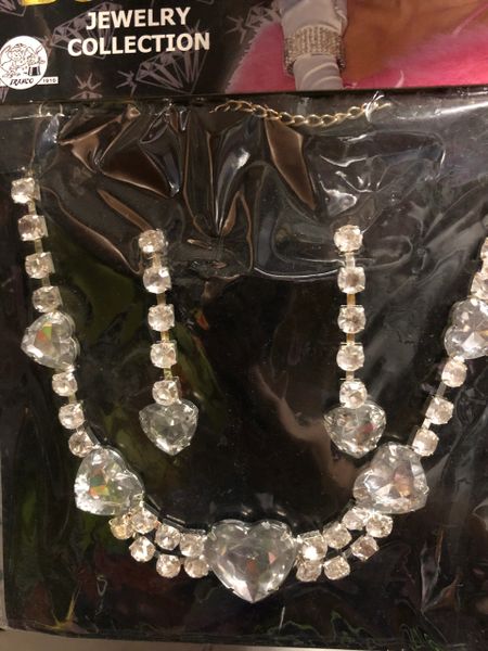 Fake Diamond Necklace & Earrings Set - Flapper - Marylin Monroe - Gangster Moll - After Halloween Sale - under $20