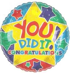 (#7) YOU DID IT! Congratulations Stars Round Foil Balloon, 18in
