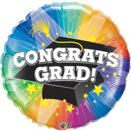Congrats Grad! Graduation Jumbo Shape Foil Balloon, Colorful - 36in