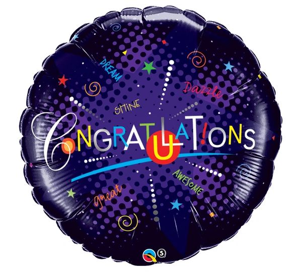 *Jumbo Congratulations Dazzle Super Shape Purple Foil Balloon, 36in - Graduation